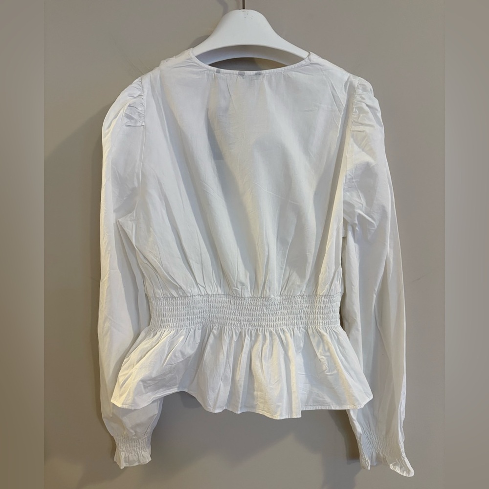 NWT Women’s Buffalo David Bitton Trinity White Smocked Cotton Blouse, Size L - Picture 2 of 7
